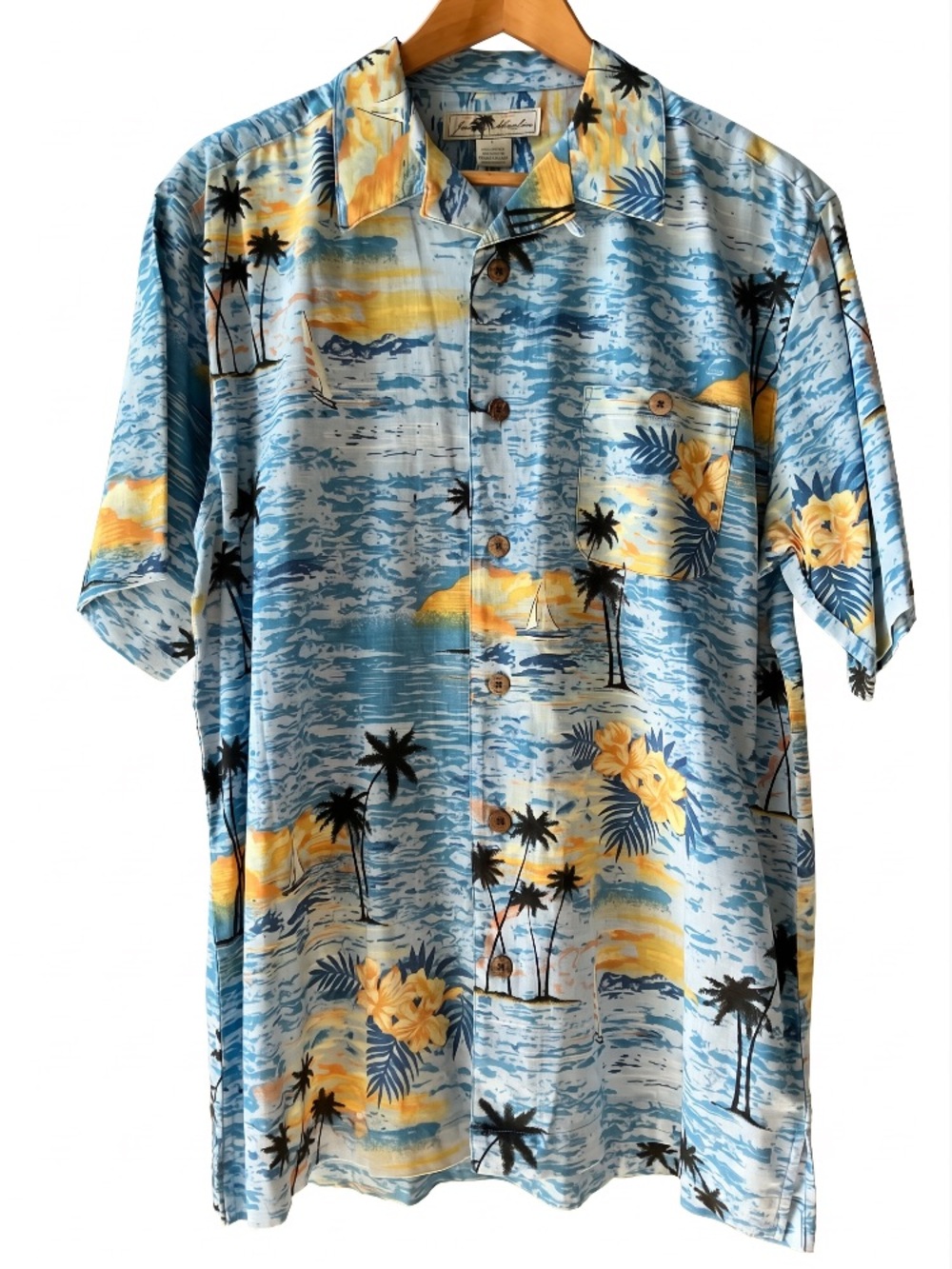 Joe Marlin Hawaiian Sunset Vacation Button Down Short Sleeve Men’s Size L NWT!
